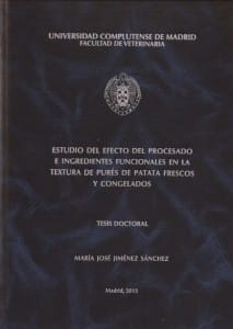 Portada de la Tesis Doctoral de María José Jiménez Sánchez