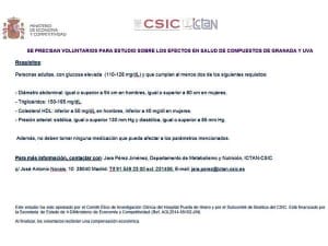Estudio para valorar el consumo de compuestos de granada y uva sobre la salud