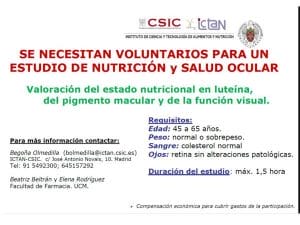 Anuncio estudio estado nutircional luteína y salud ocular