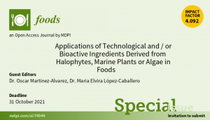 Applications of Technological and/or Bioactive Ingredients Derived from Halophytes, Marine Plants or Algae in Foods
