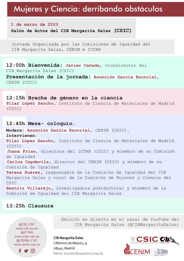 Portada Participación del ICTAN en las Jornadas Mujer y Ciencia: derribando obstáculos