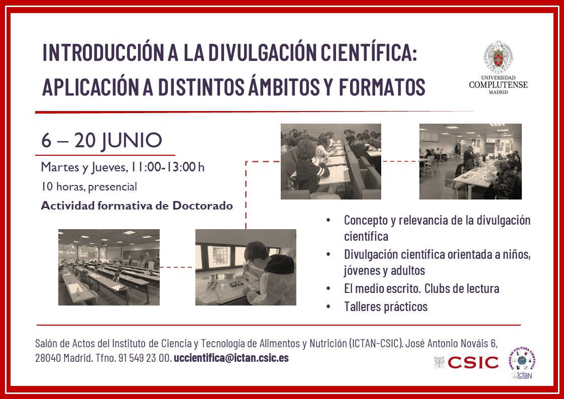 Cartel del curso UCM ICTAN-CSIC