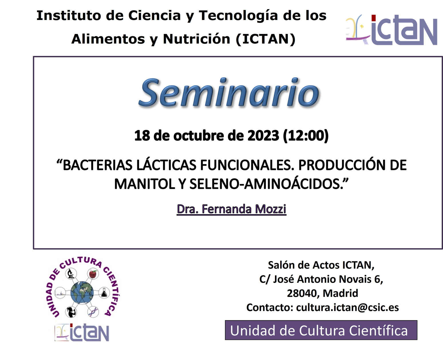 Seminario en el ICTAN 18-10-2023