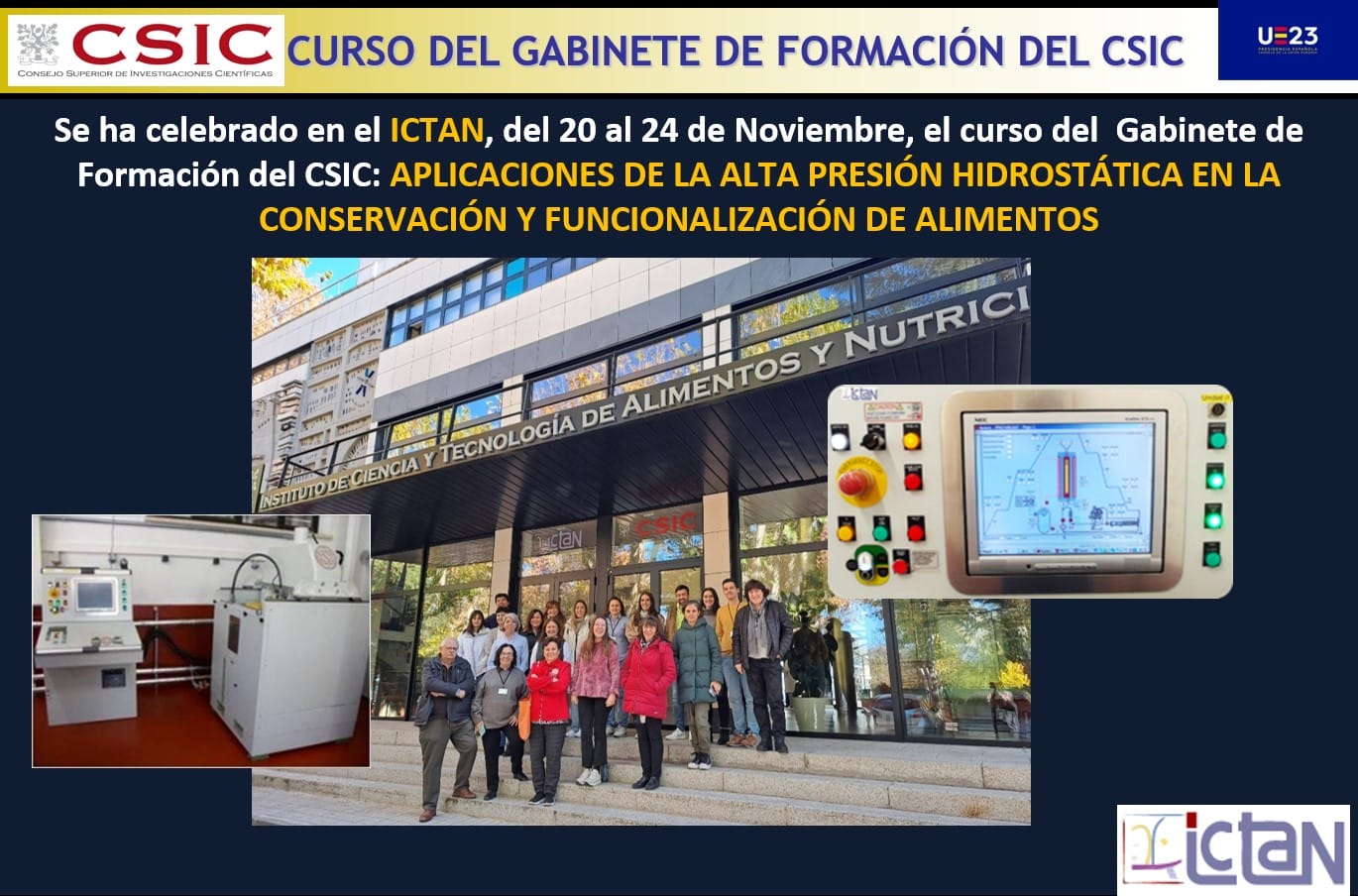 Portada curso Alta presión en el ICTAN
