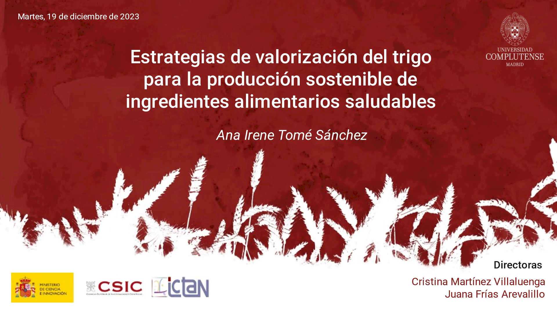 Cartel anuncio de la tesis de Irene Tomé