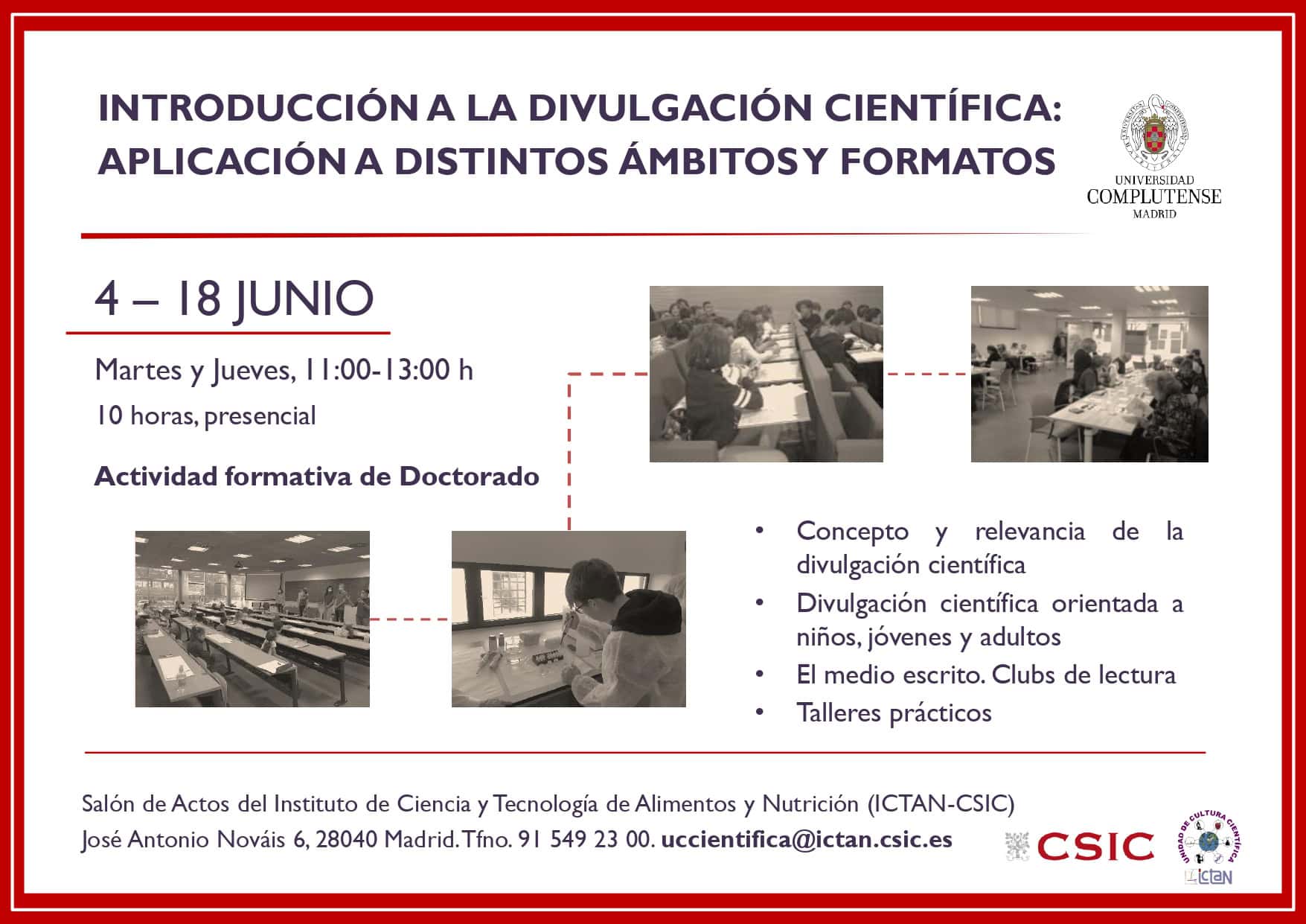 Introducción a la divulgación científica: aplicación a distintos ámbitos y formatos