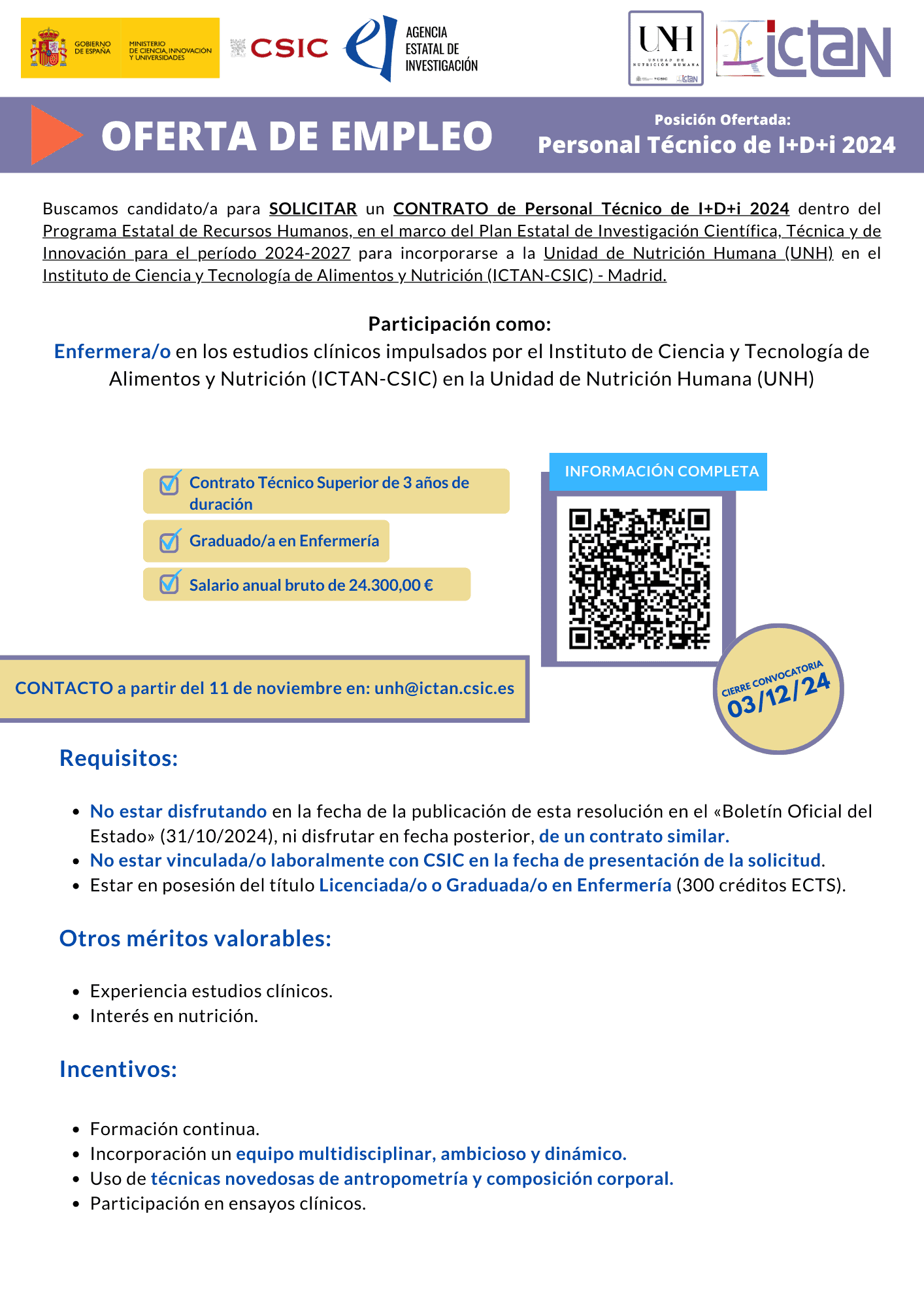 PTA 2024 Enfermera ICTAN CSIC